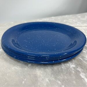 Sierra Set of 4 Blue and White Granite Enamelware Speckled Plates